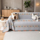 Sofa Cover with Boho Jacquard Pattern and Non-Slip Fit - gray