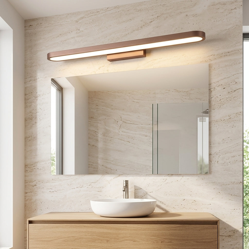 Slim LED bathroom mirror wall light bar - coffee