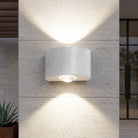 Outdoor LED wall light fixture with up down lighting - white