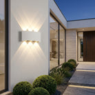 Outdoor LED wall light fixture with up down lighting - white