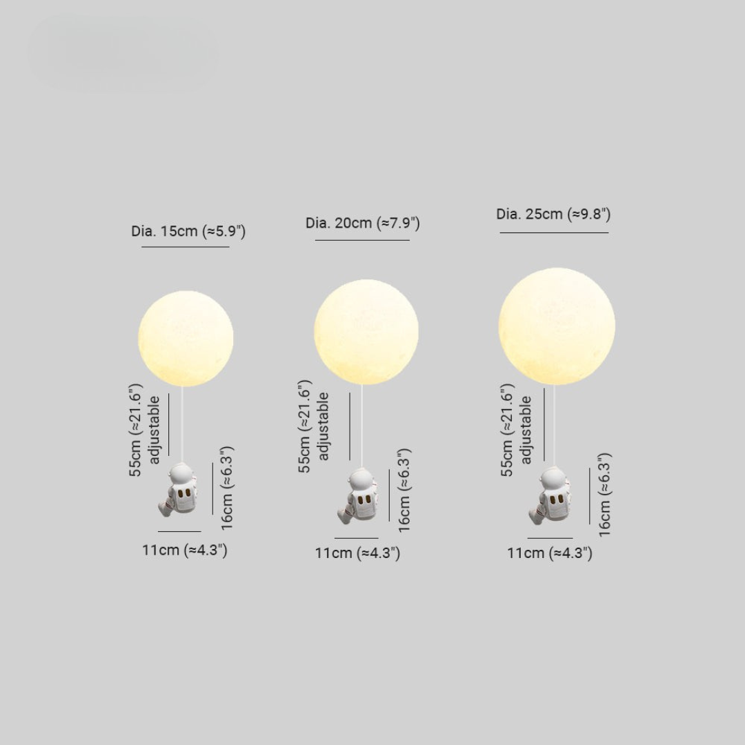 Kids bedroom LED wall light with astronaut moon design