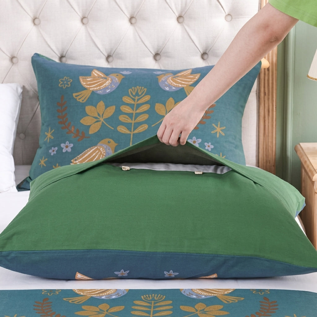 Floral bird decorative pillow cover for sofa and bed