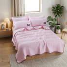 Quilted summer bedspread coverlet for bed - powder pink