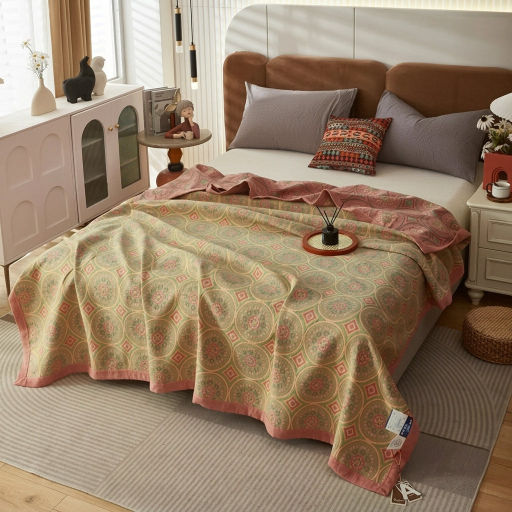 Blanket Reversible Ginkgo Leaf Summer Cotton