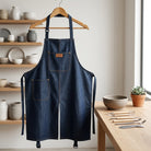 Denim work apron with adjustable fit and split leg design - one set of spare parts