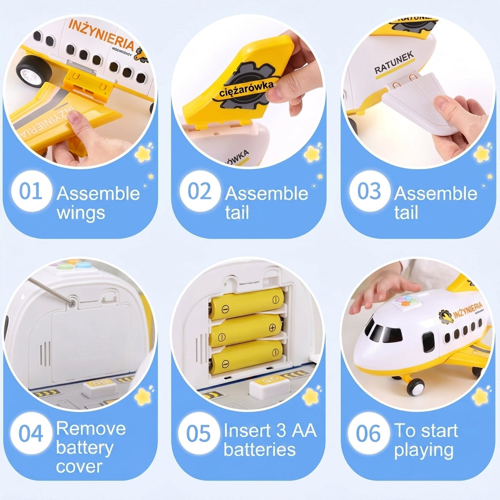 Airport Playset with Transforming Airplane for Kids