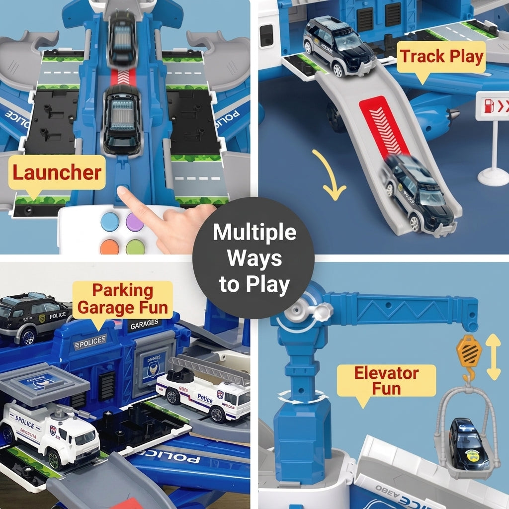 Airport Playset with Transforming Airplane for Kids