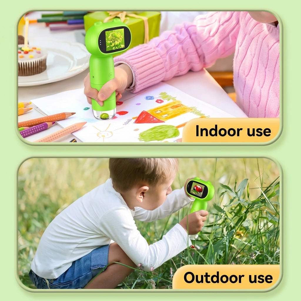Handheld digital microscope with 1000x magnification and screen