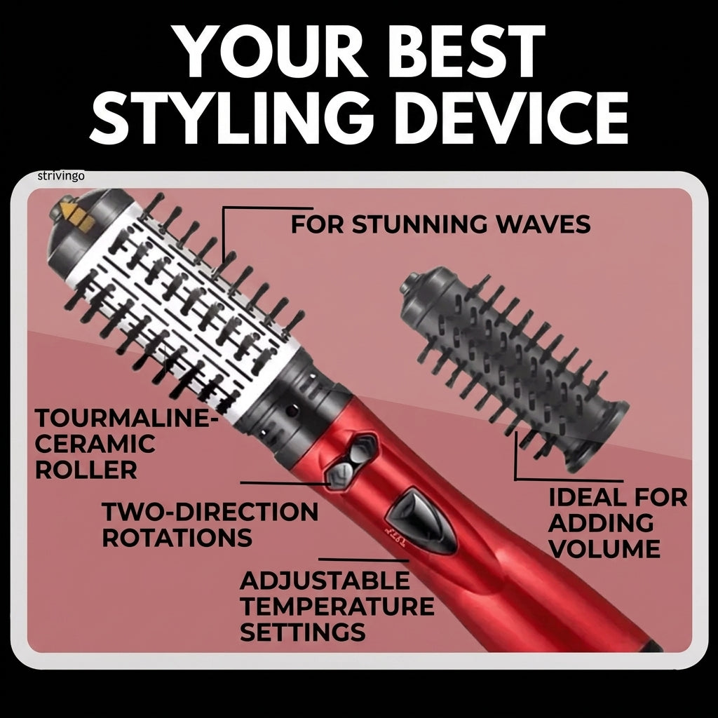 Rotating 3 in 1 hair styler with adjustable temperature