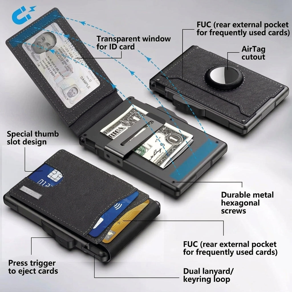 Slim Wallet Holder With RFID Blocking Card Slots