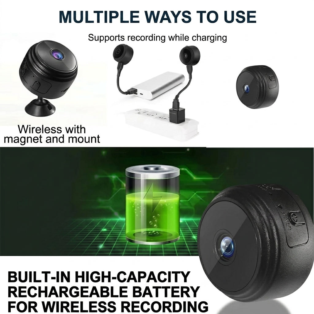 Security Camera Mini Wireless Magnetic Mount Night Vision