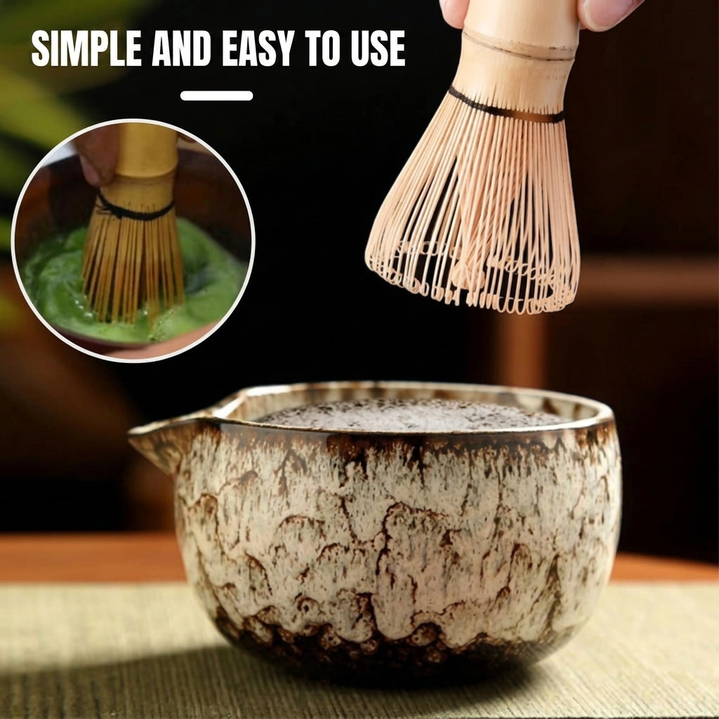 Matcha Tea Set Ceramic Bowls with Bamboo Whisk