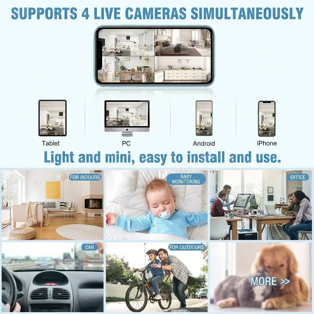 Mini Wireless Camera with Magnetic Base and Live Streaming