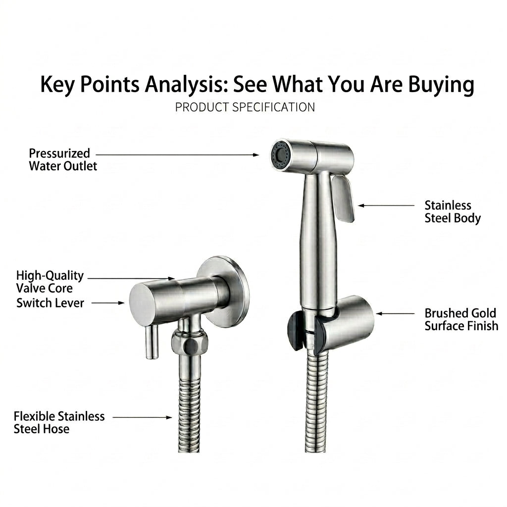 Bidet Sprayer for Toilet with Stainless Steel Wall Holder