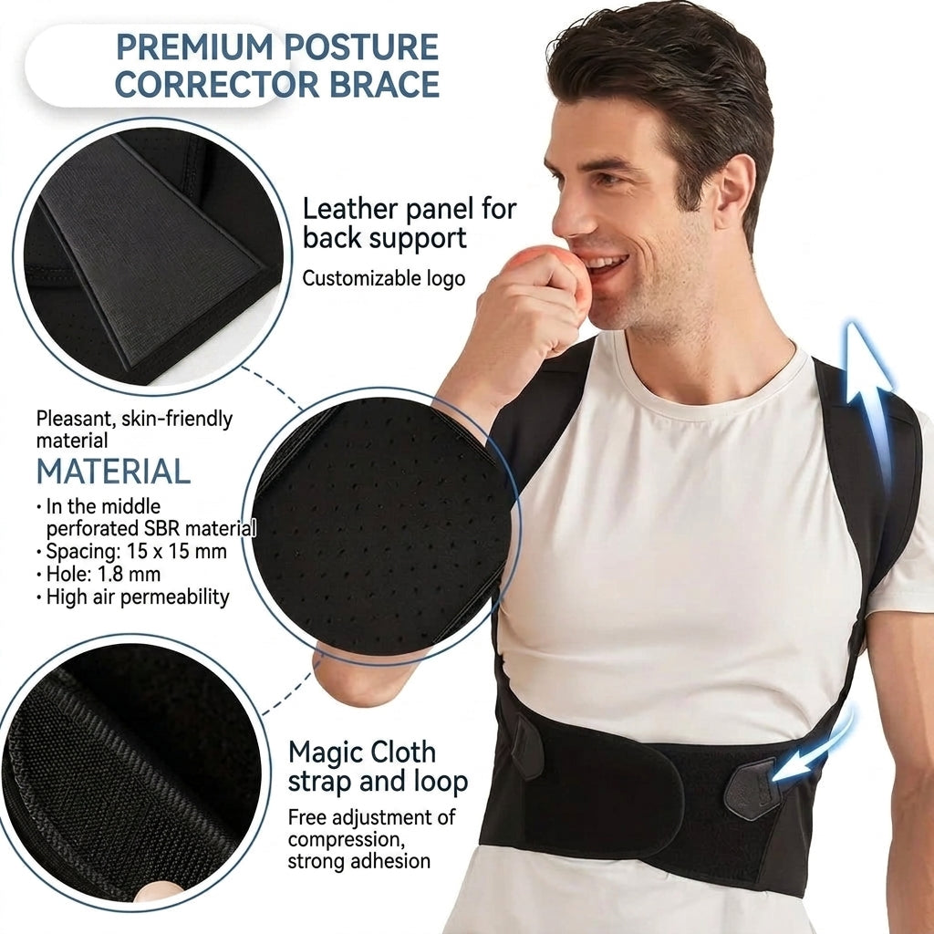 Posture Corrector with Adjustable Crossed Back Straps and Shoulder Support