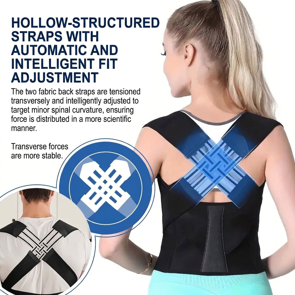 Posture Corrector with Adjustable Crossed Back Straps and Shoulder Support
