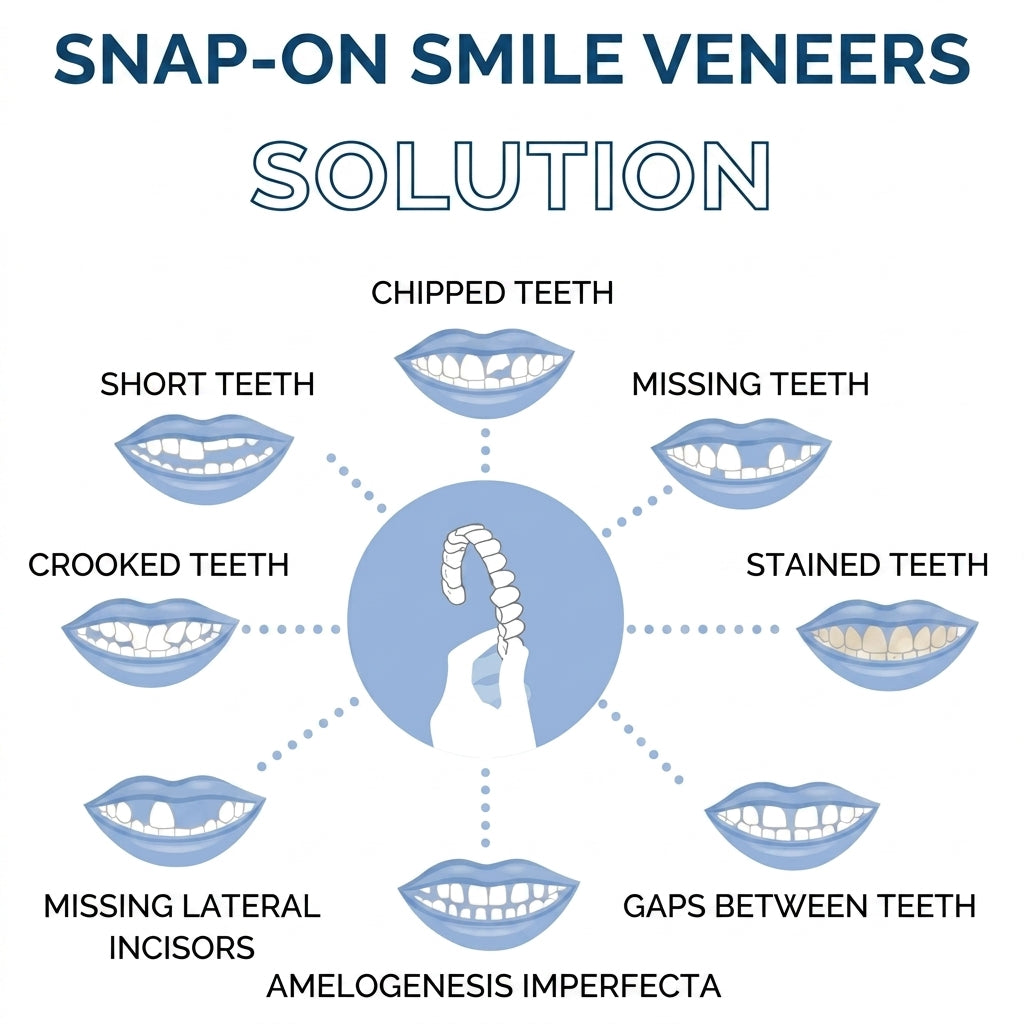 Clip on smile veneers for upper and lower teeth
