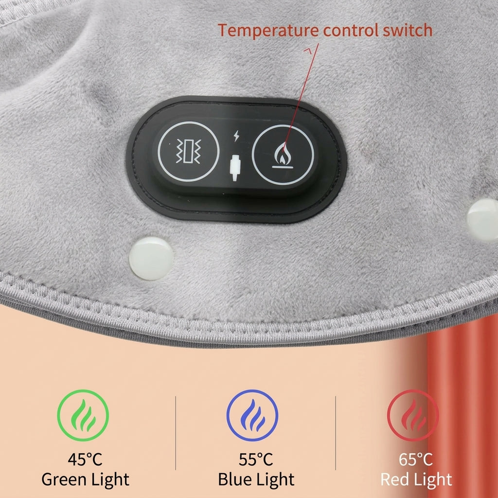 Neck massager with adjustable heat and USB charging