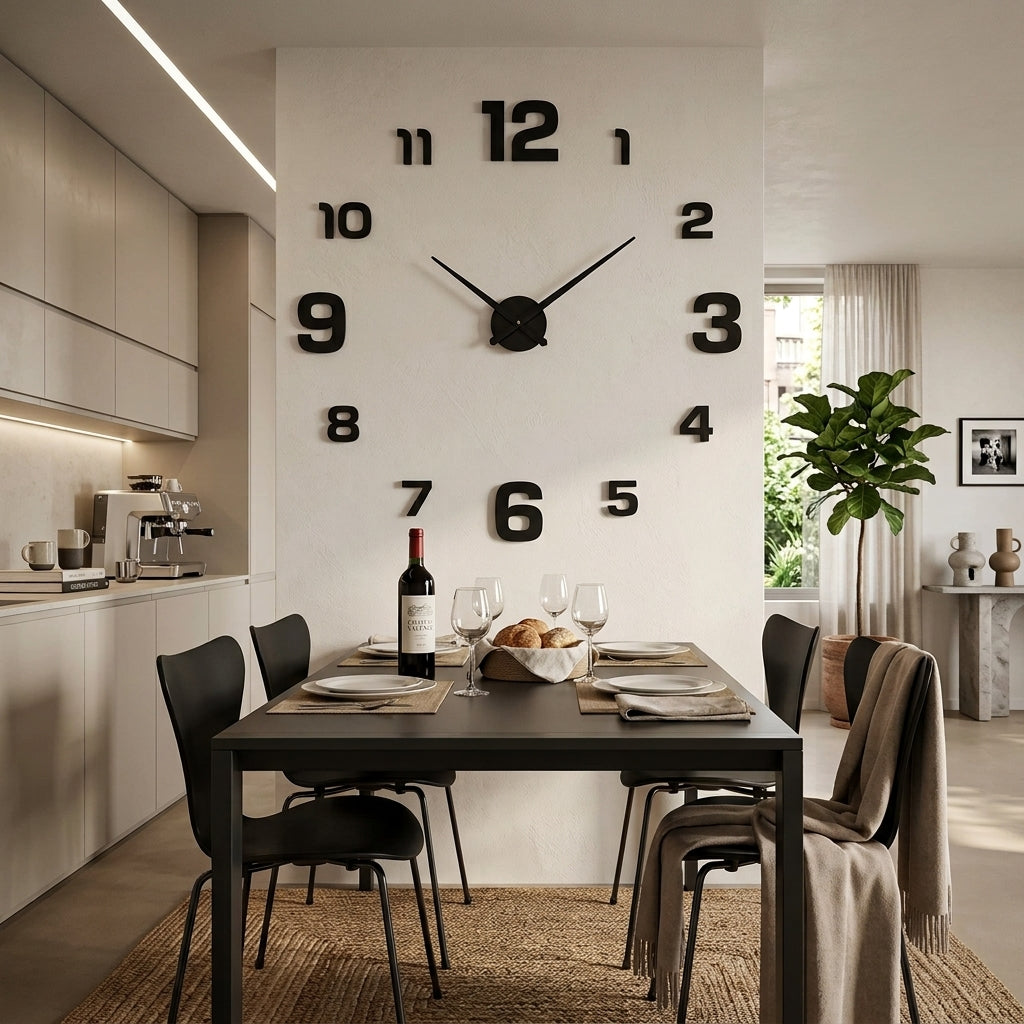 Oversized wall clock with large numbers and silent quartz movement