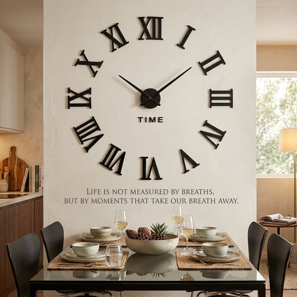 Oversized wall clock with large numbers and silent quartz movement