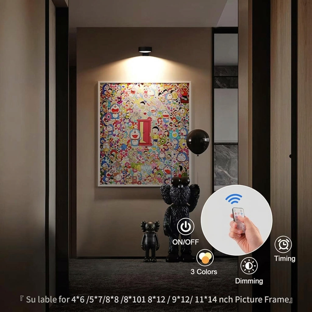 Picture light with remote control and three light settings