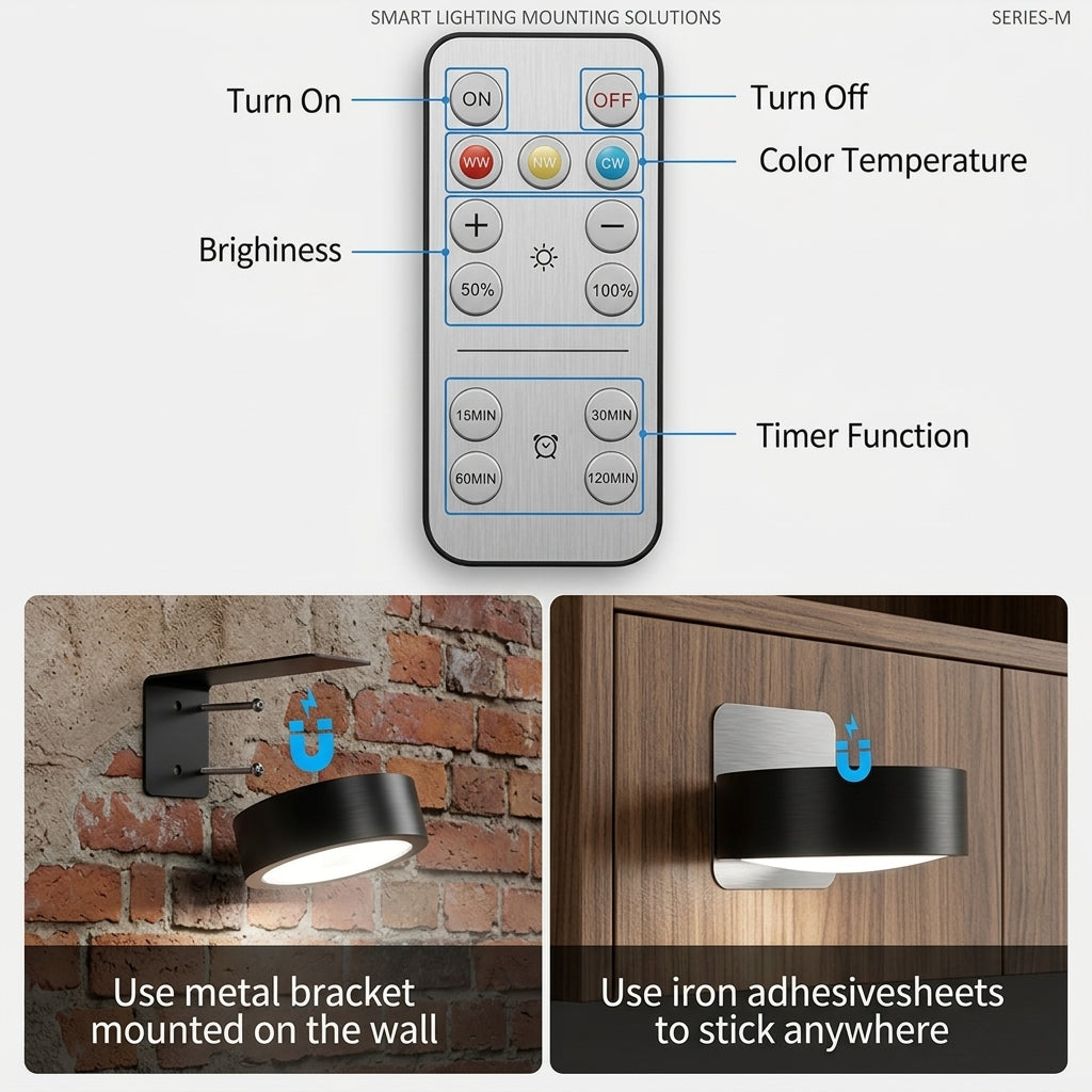 Picture light with remote control and three light settings