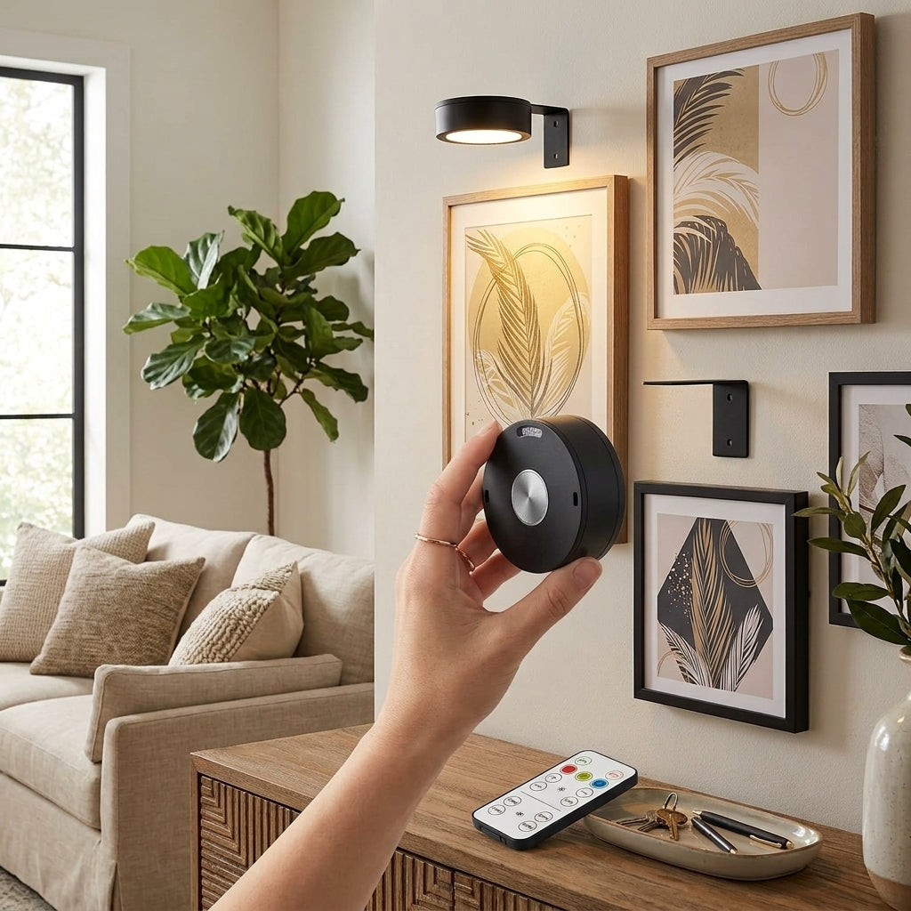 Picture light with remote control and three light settings