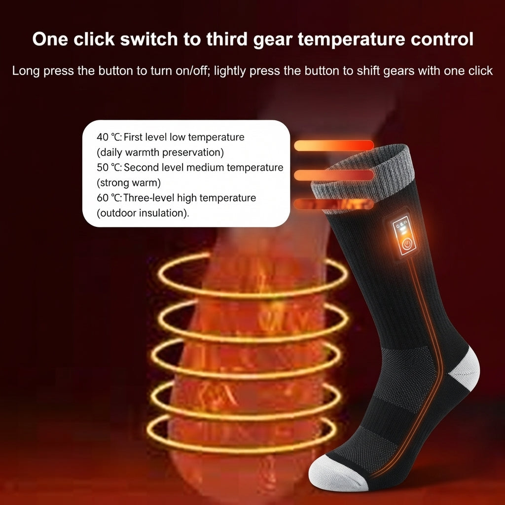 Heated socks with adjustable temperature settings
