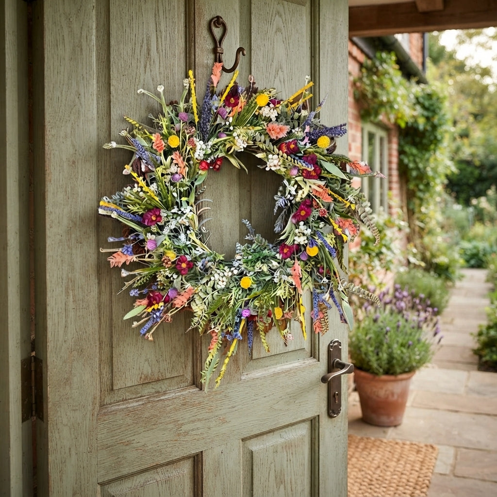 Floral wreath for indoor and outdoor door decoration