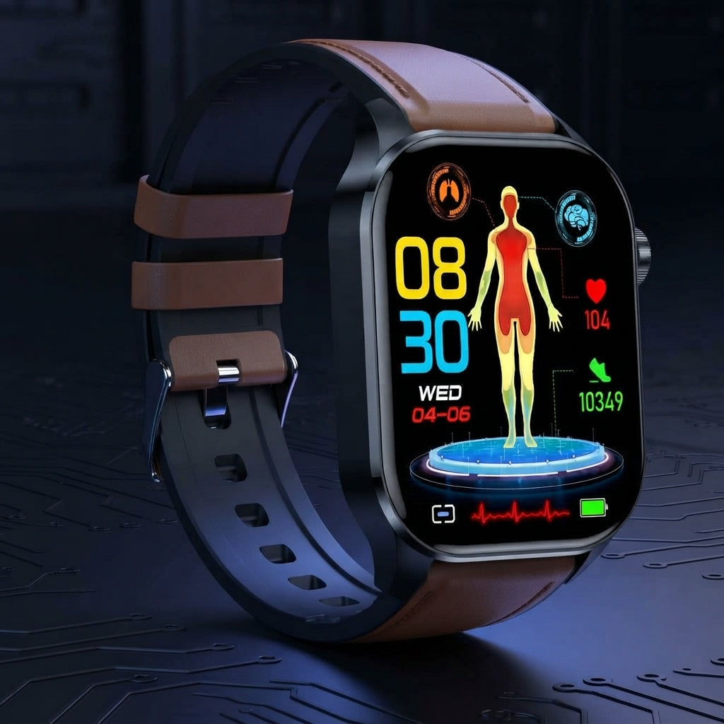 Smart Watch With Heart Rate Monitoring For Health Tracking - brown