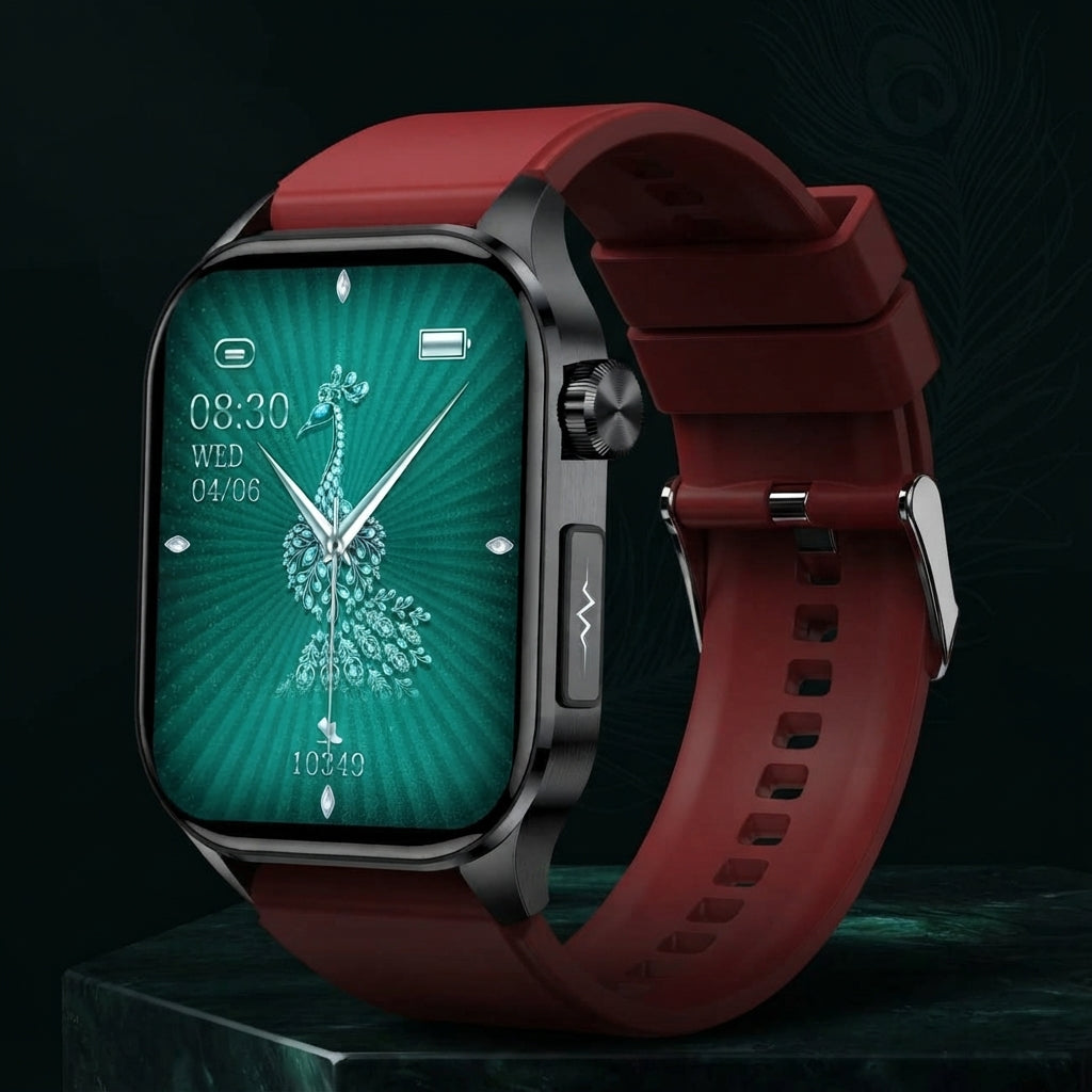 Smart Watch With Heart Rate Monitoring For Health Tracking - red