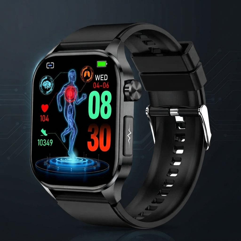 Smart Watch With Heart Rate Monitoring For Health Tracking - black