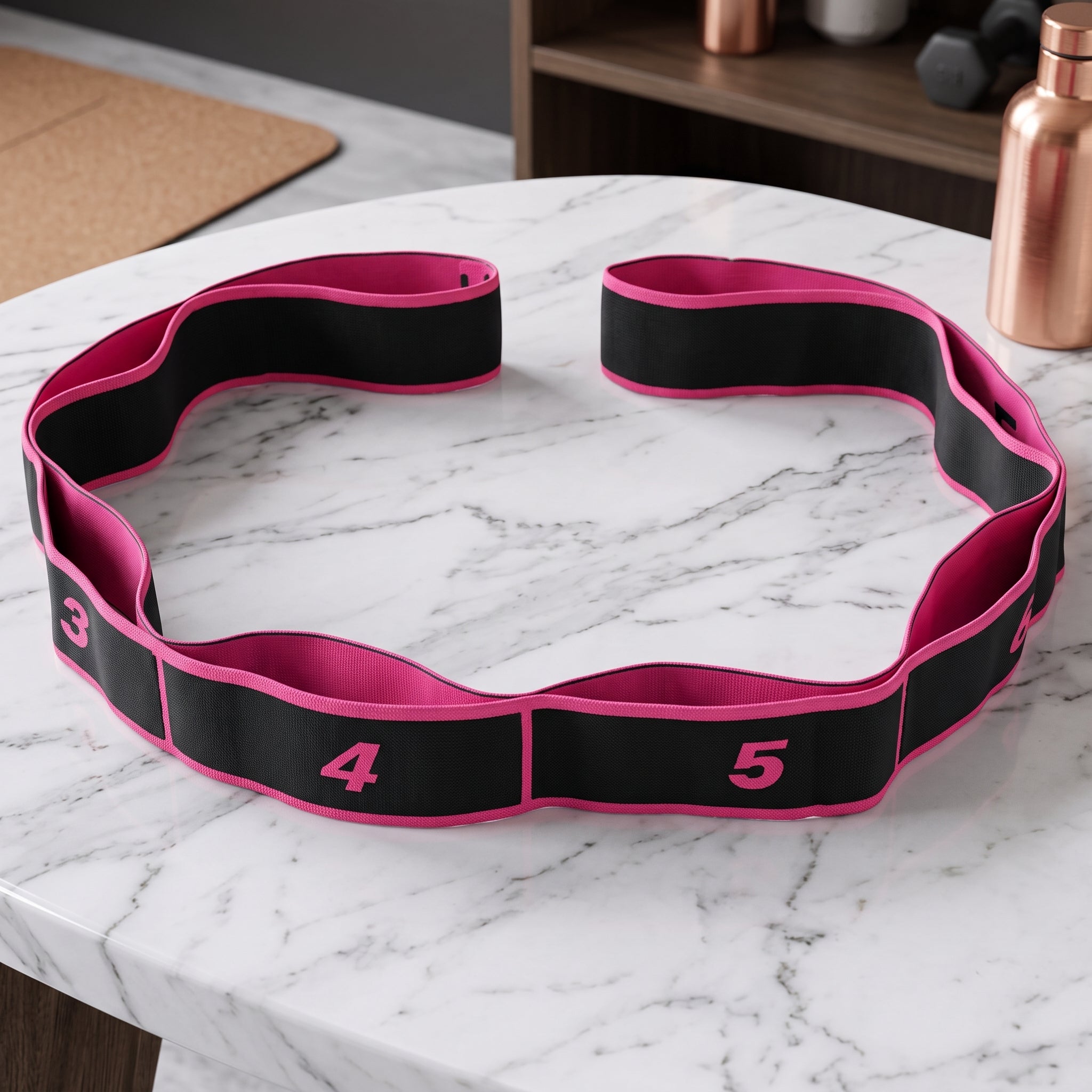 Stretching Belt Elastic Resistance Yoga Pilates Fitness - pink red
