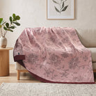 Summer Throw Blanket With Floral Jacquard Cotton - pink