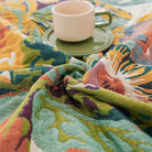 Summer Throw Blanket With Floral Jacquard Pattern