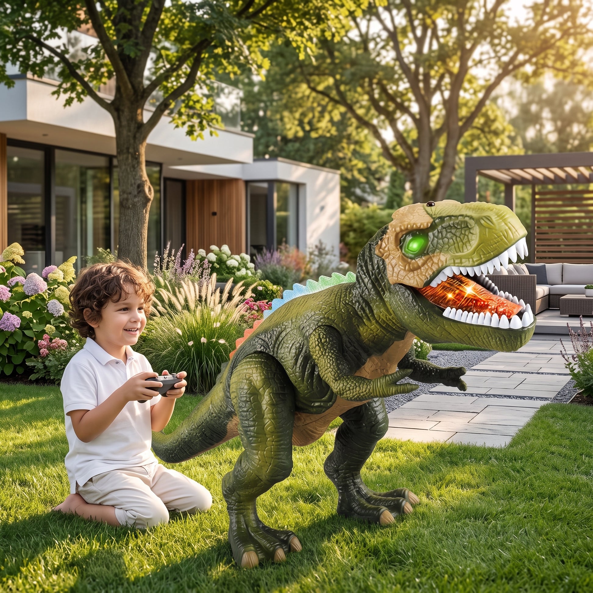 Remote Control Tyrannosaurus Dinosaur Toy with Roaring Sounds - pink