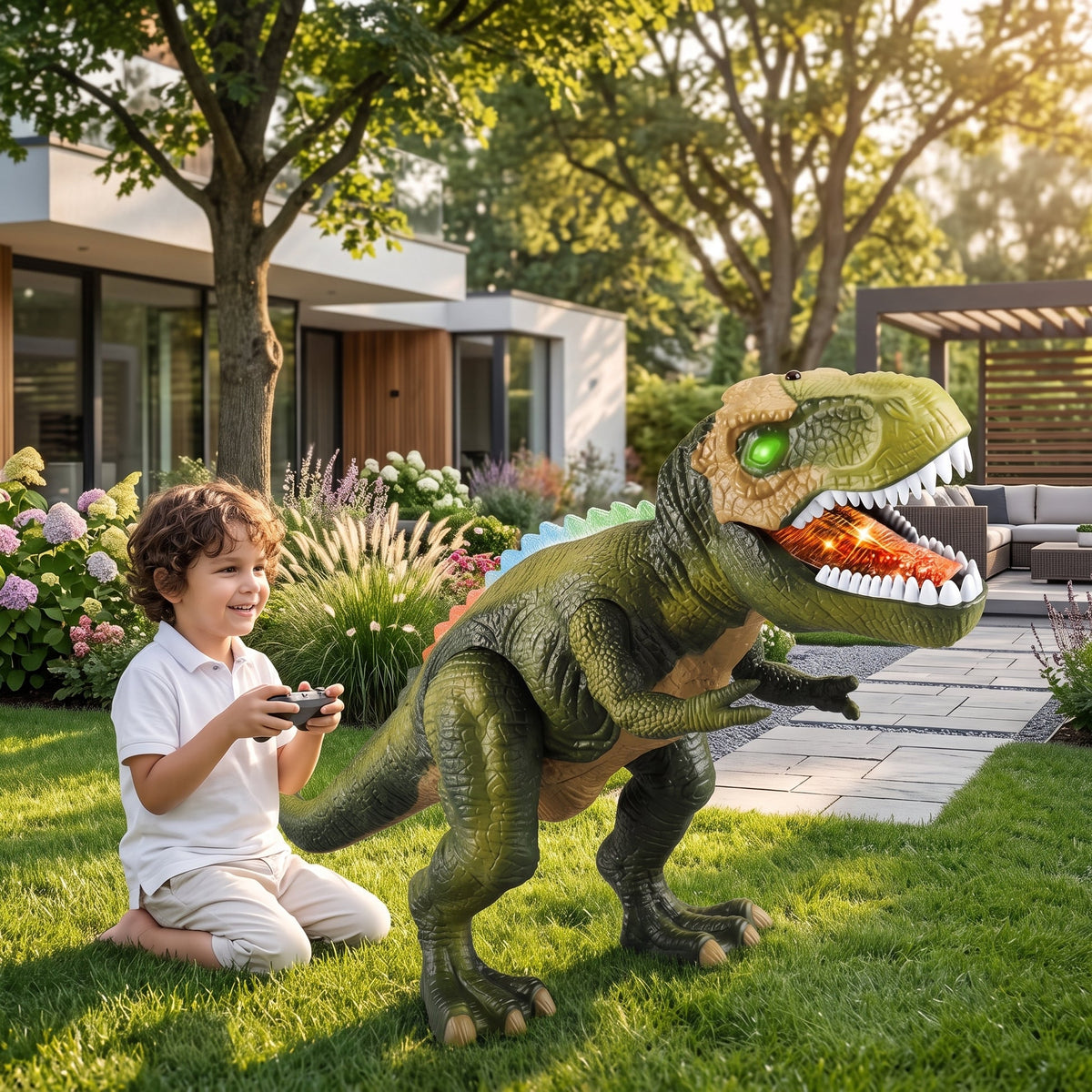 Remote Control Tyrannosaurus Dinosaur Toy with Roaring Sounds - pink