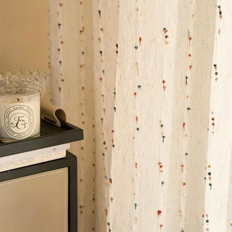 Sheer Window Curtain Panel With Geometric Pattern