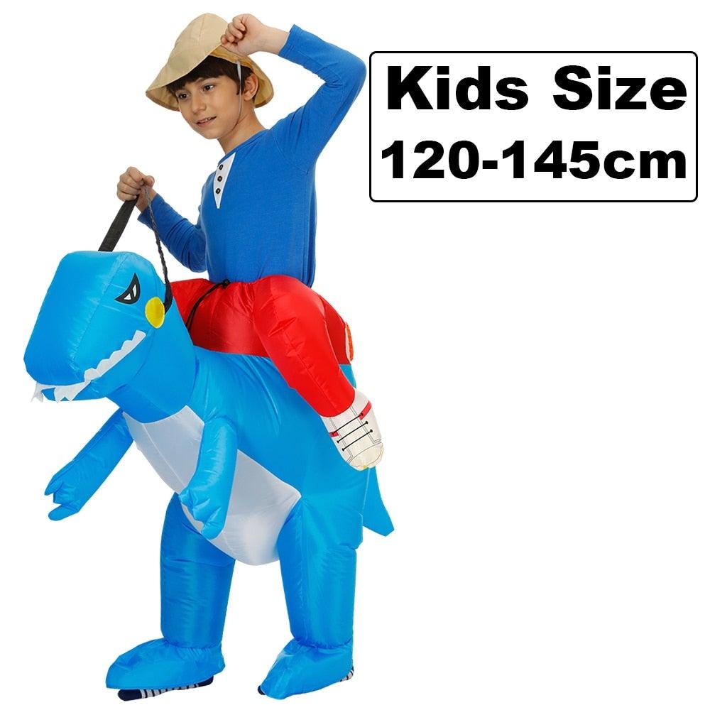 Inflatable costume with water repellent fabric and flexible sizing