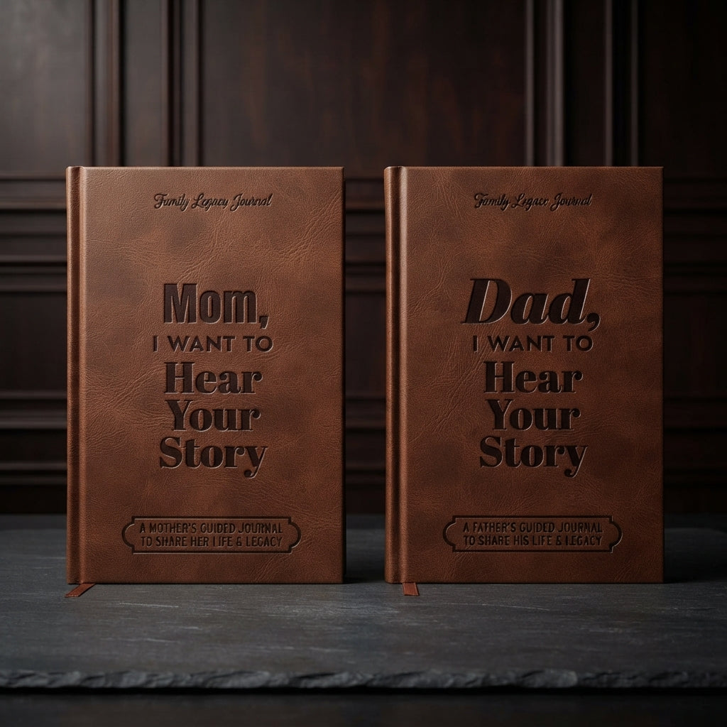 Memory Journal With Guided Questions And Linen Hardcover - brown placemat set: for dad and mum