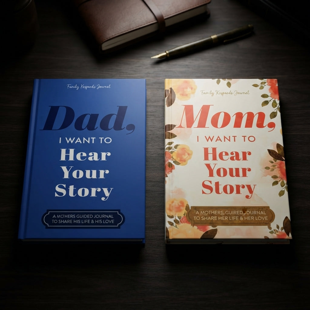 Memory Journal With Guided Questions And Linen Hardcover - colourful placemat set: for dad and mum