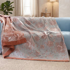 Summer Throw Blanket With Floral Jacquard Cotton - red