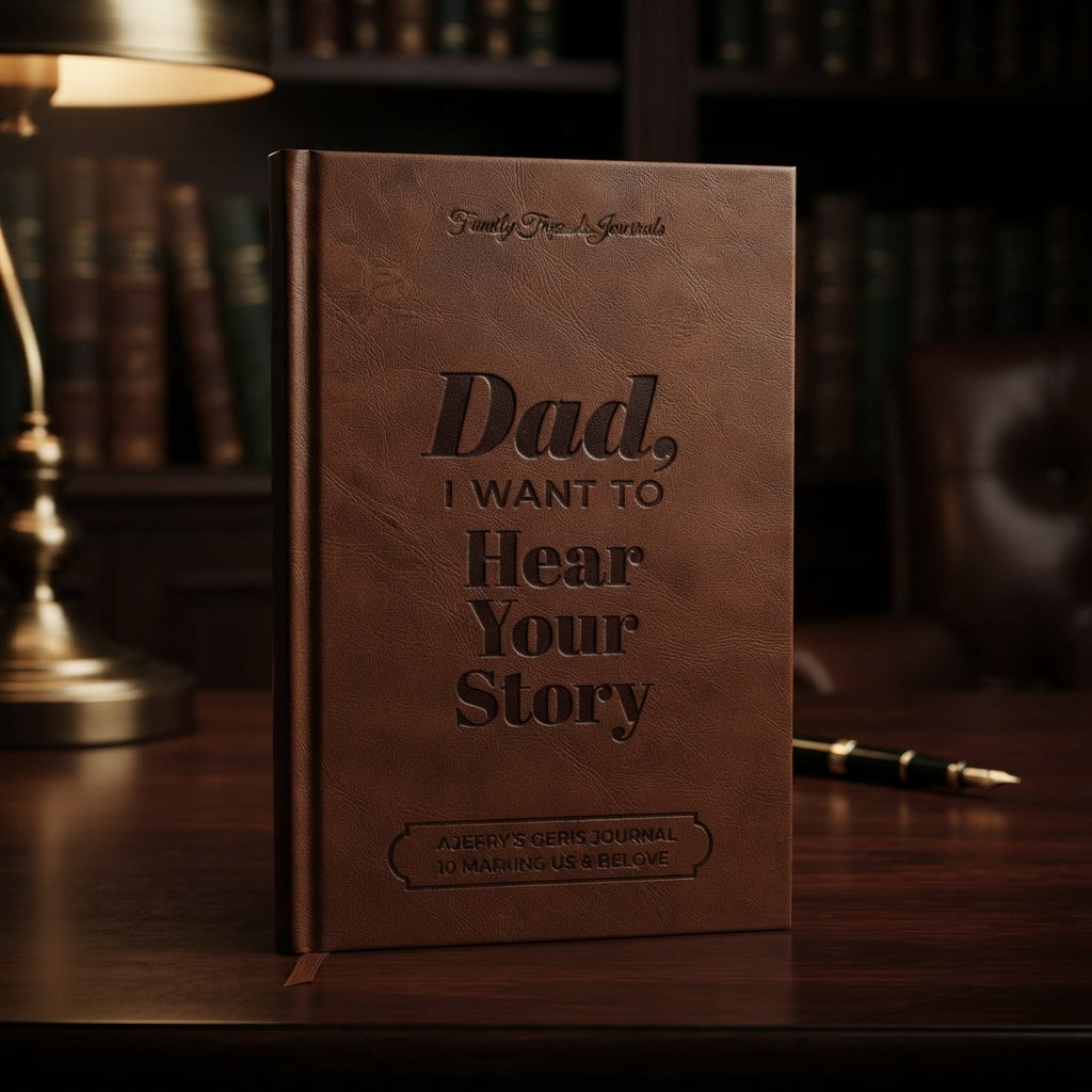 Memory Journal With Guided Questions And Linen Hardcover - brown – for father