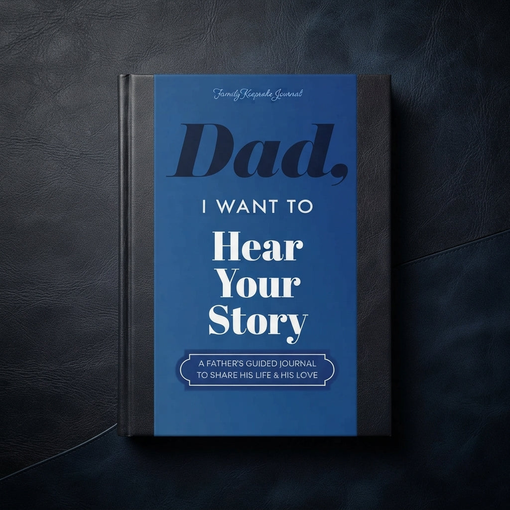 Memory Journal With Guided Questions And Linen Hardcover - blue – for dad