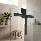 Silicone shower squeegee with wall holder for glass - black