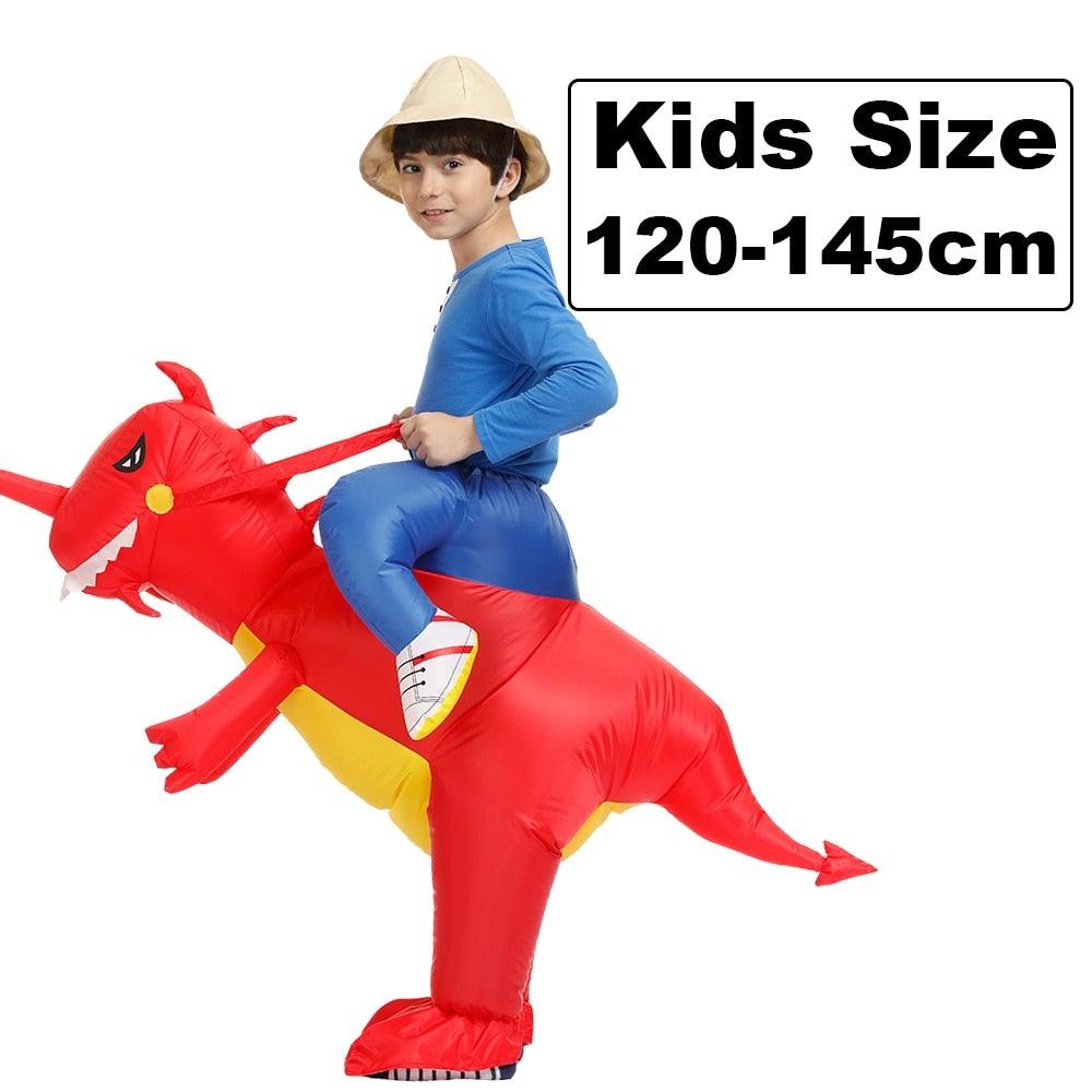 Inflatable costume with water repellent fabric and flexible sizing