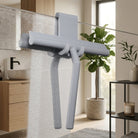 Silicone shower squeegee with wall holder for glass - gray