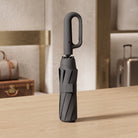 Large folding umbrella with automatic opening design - black