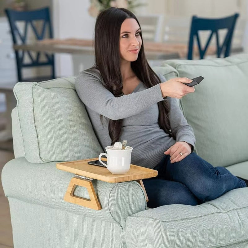 Folding Wooden Sofa Arm Tray Table