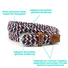 Hole-free elastic belt with metal buckle and woven design